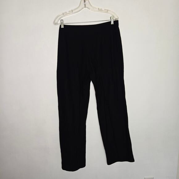 Eileen Fisher Pants Black Elastic Waist Washable Straight Leg Women Large - Picture 2 of 8